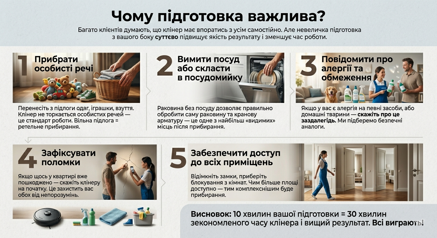 5 порад: як підготувати квартиру перед приходом клінера